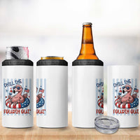 Chill The Fourth Out 4 in 1 Can Cooler Tumbler Flamerica Flamingo 4th Of July