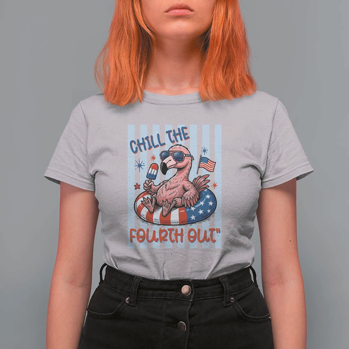 Chill The Fourth Out T Shirt For Women Flamerica Flamingo 4th Of July