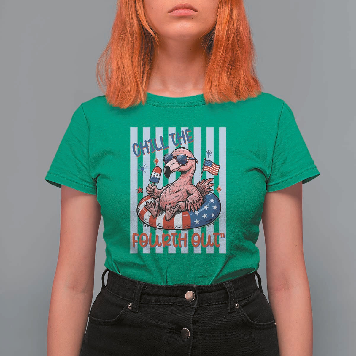Chill The Fourth Out T Shirt For Women Flamerica Flamingo 4th Of July