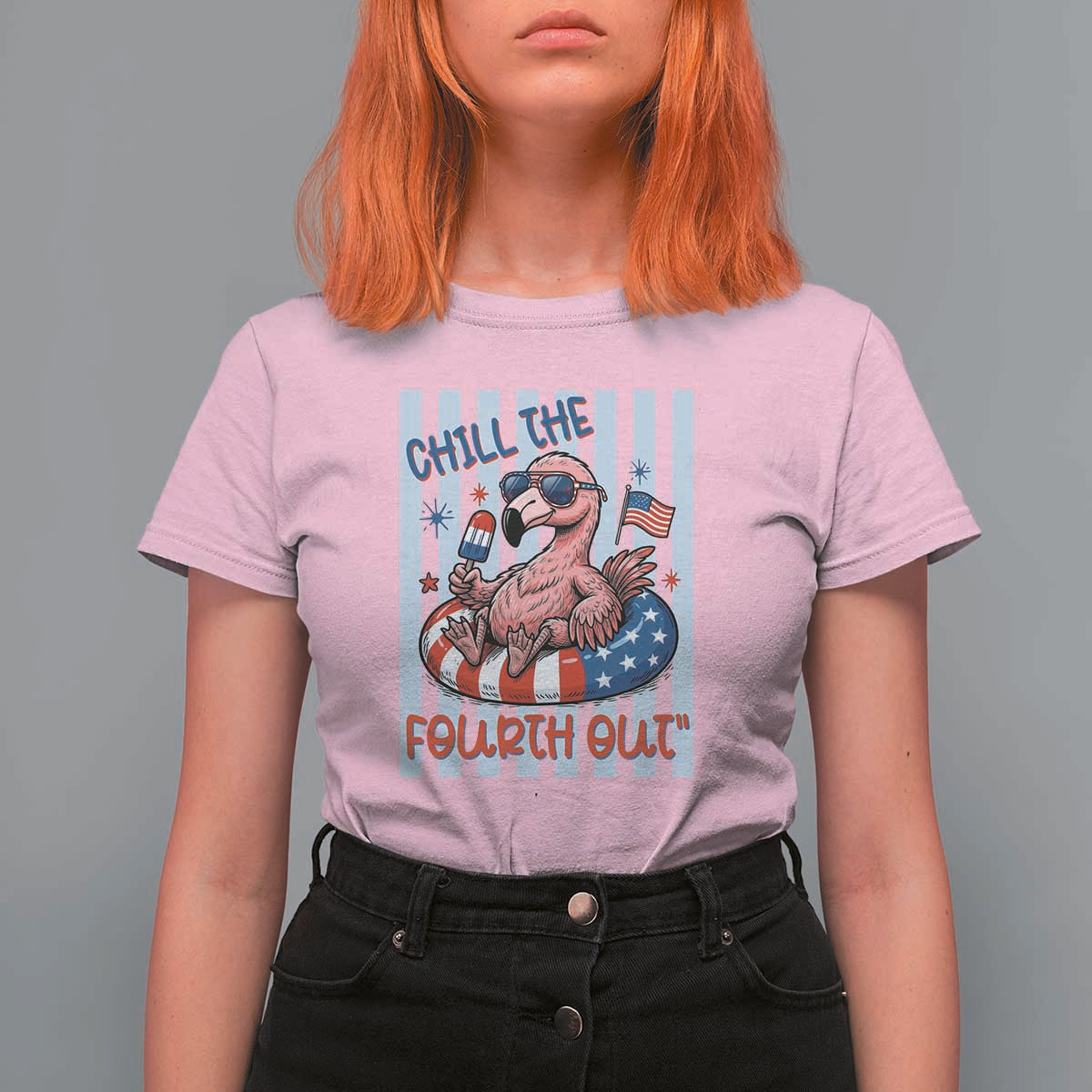 Chill The Fourth Out T Shirt For Women Flamerica Flamingo 4th Of July
