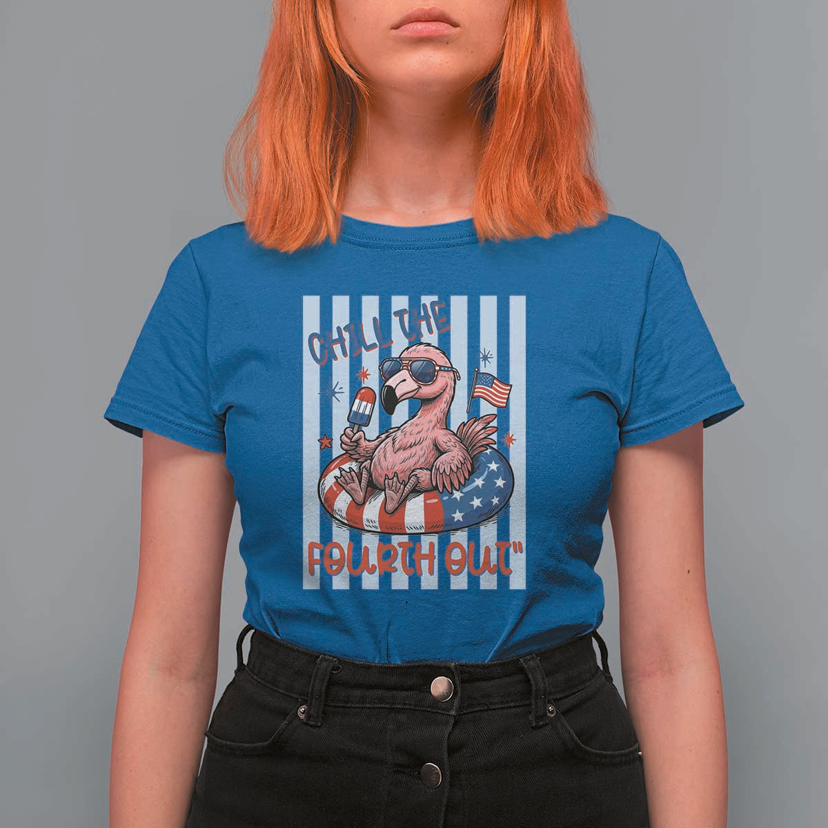 Chill The Fourth Out T Shirt For Women Flamerica Flamingo 4th Of July