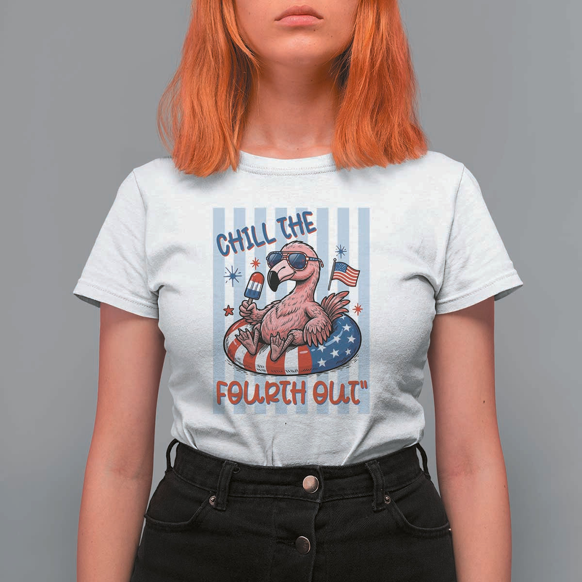 Chill The Fourth Out T Shirt For Women Flamerica Flamingo 4th Of July