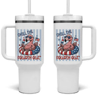 Chill The Fourth Out Tumbler With Handle Flamerica Flamingo 4th Of July