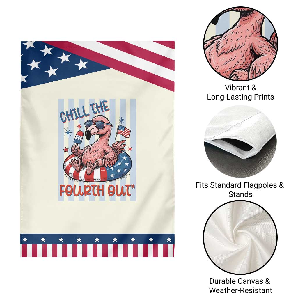Chill The Fourth Out Patriotic Garden Flag Flamerica Flamingo 4th Of July