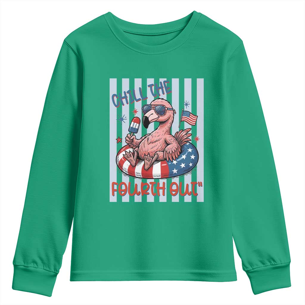 Chill The Fourth Out Youth Sweatshirt Flamerica Flamingo 4th Of July