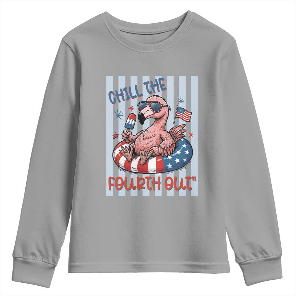 Chill The Fourth Out Youth Sweatshirt Flamerica Flamingo 4th Of July