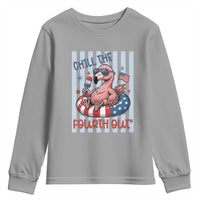 Chill The Fourth Out Youth Sweatshirt Flamerica Flamingo 4th Of July