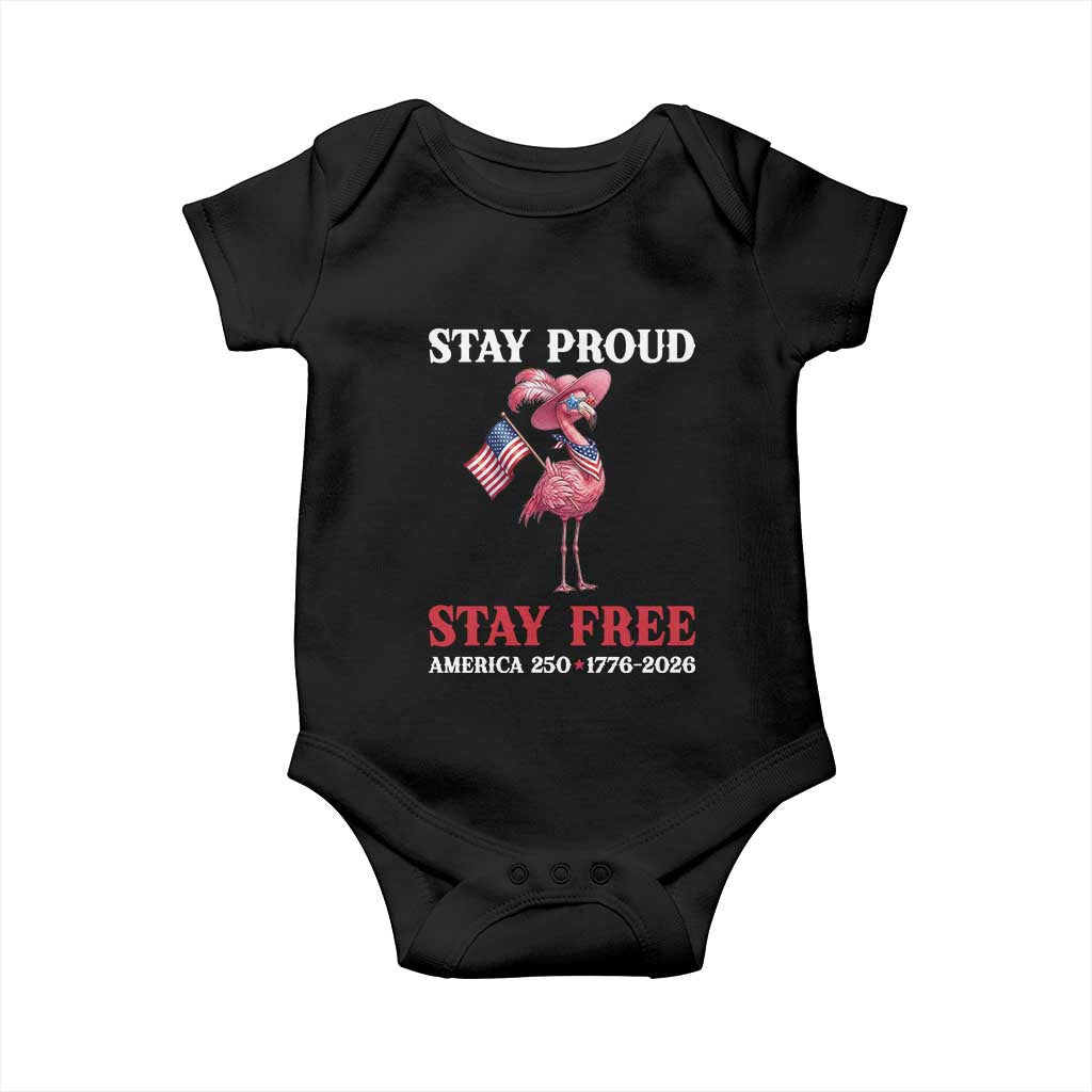 250 Years Anniversary Baby Onesie Flamingo 4Th Of July Patriotic USA Independence Flamerica