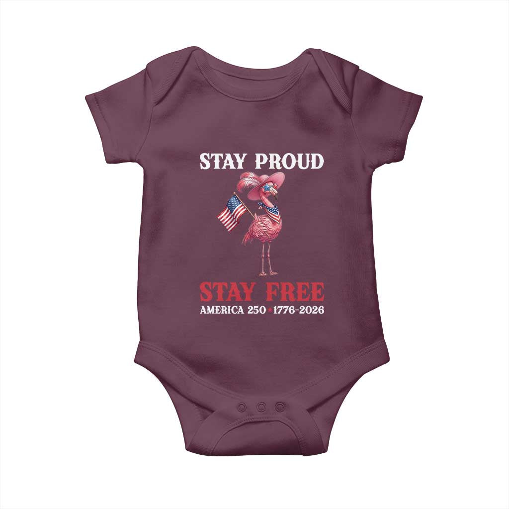 250 Years Anniversary Baby Onesie Flamingo 4Th Of July Patriotic USA Independence Flamerica