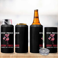 250 Years Anniversary 4 in 1 Can Cooler Tumbler Flamingo 4Th Of July Patriotic USA Independence Flamerica