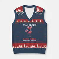 250 Years Anniversary V-Neck Knit Sweater Vest Flamingo 4Th Of July Patriotic USA Independence Flamerica