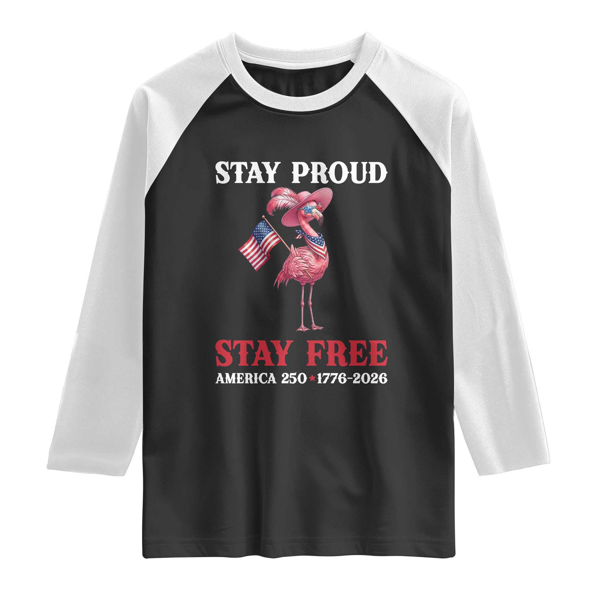 250 Years Anniversary Raglan Shirt Flamingo 4Th Of July Patriotic USA Independence Flamerica