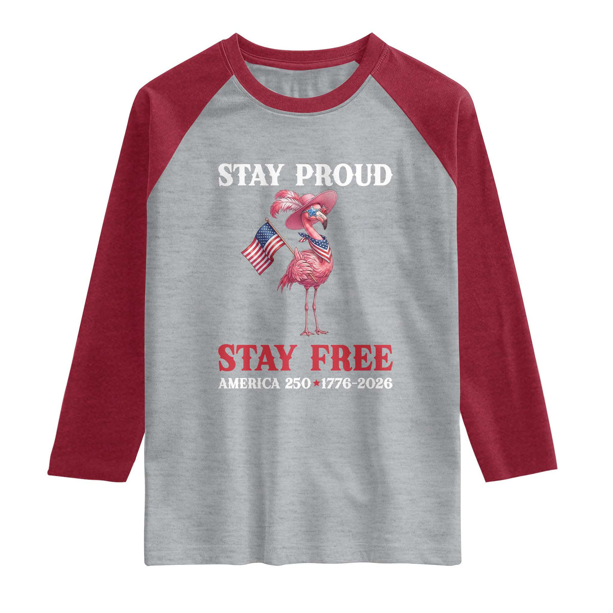 250 Years Anniversary Raglan Shirt Flamingo 4Th Of July Patriotic USA Independence Flamerica
