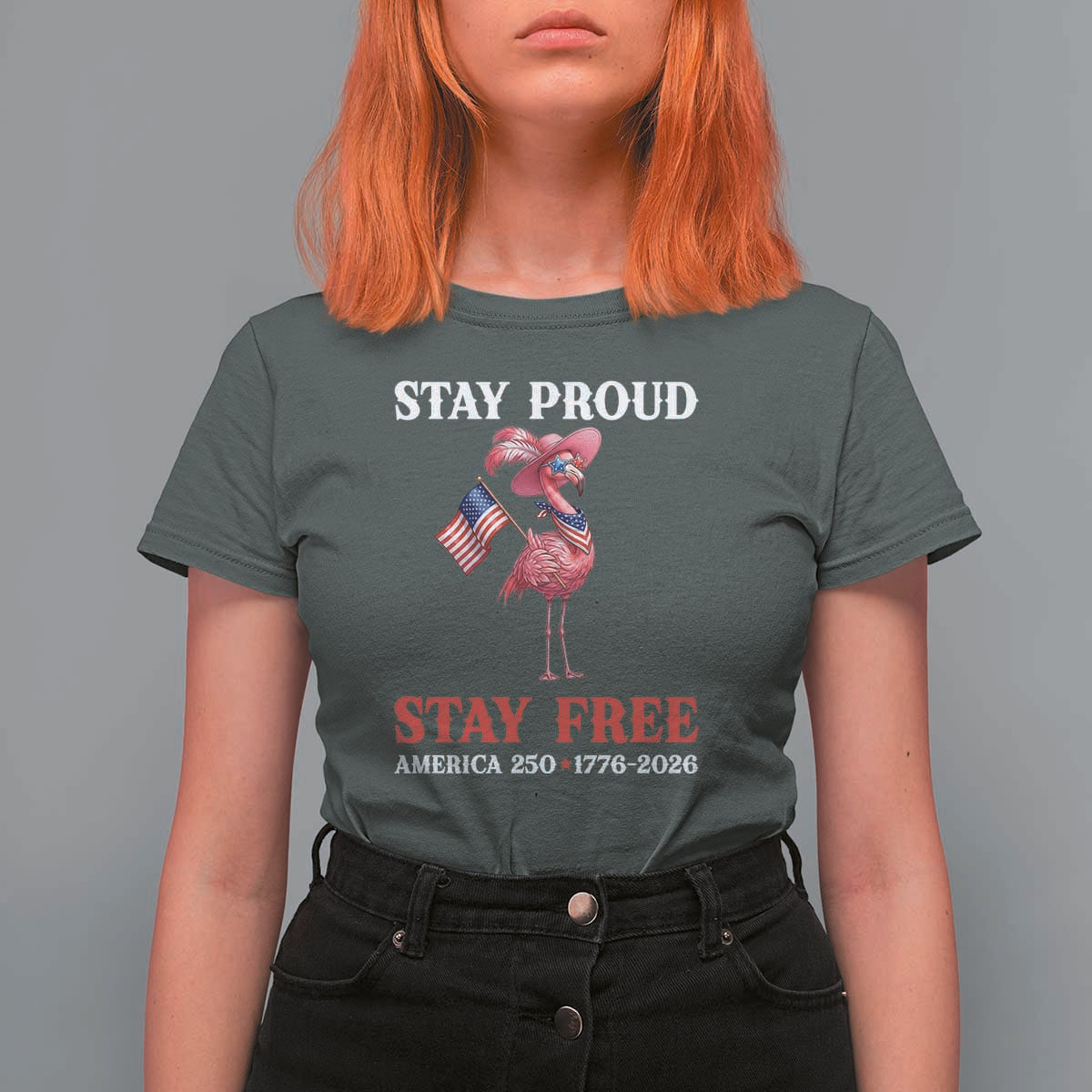 250 Years Anniversary T Shirt For Women Flamingo 4Th Of July Patriotic USA Independence Flamerica