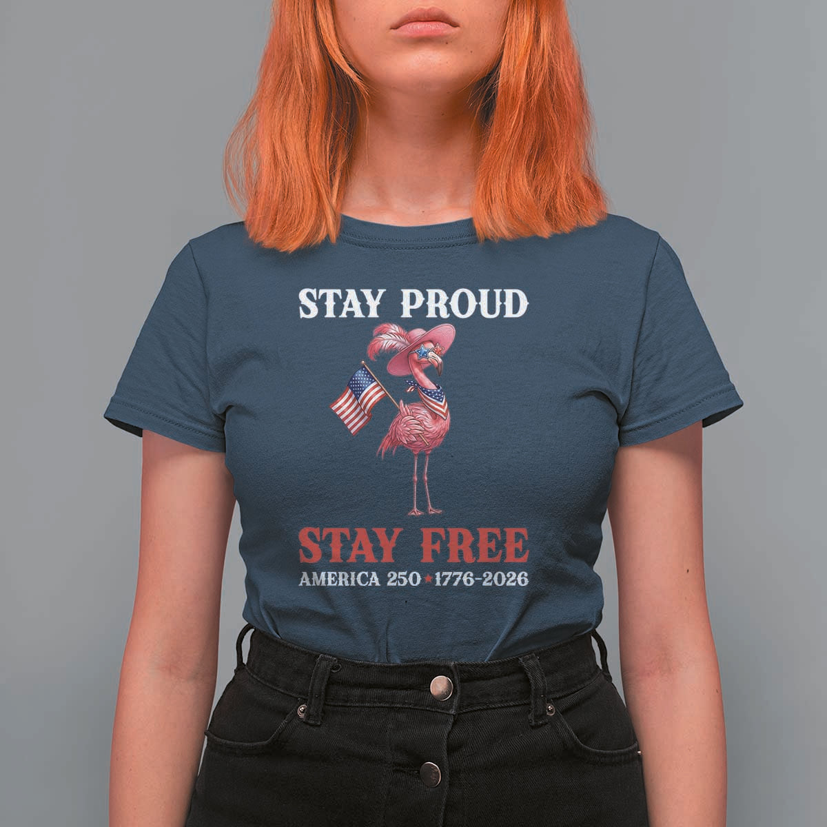 250 Years Anniversary T Shirt For Women Flamingo 4Th Of July Patriotic USA Independence Flamerica