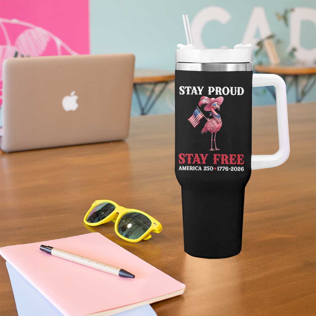 250 Years Anniversary Tumbler With Handle Flamingo 4Th Of July Patriotic USA Independence Flamerica