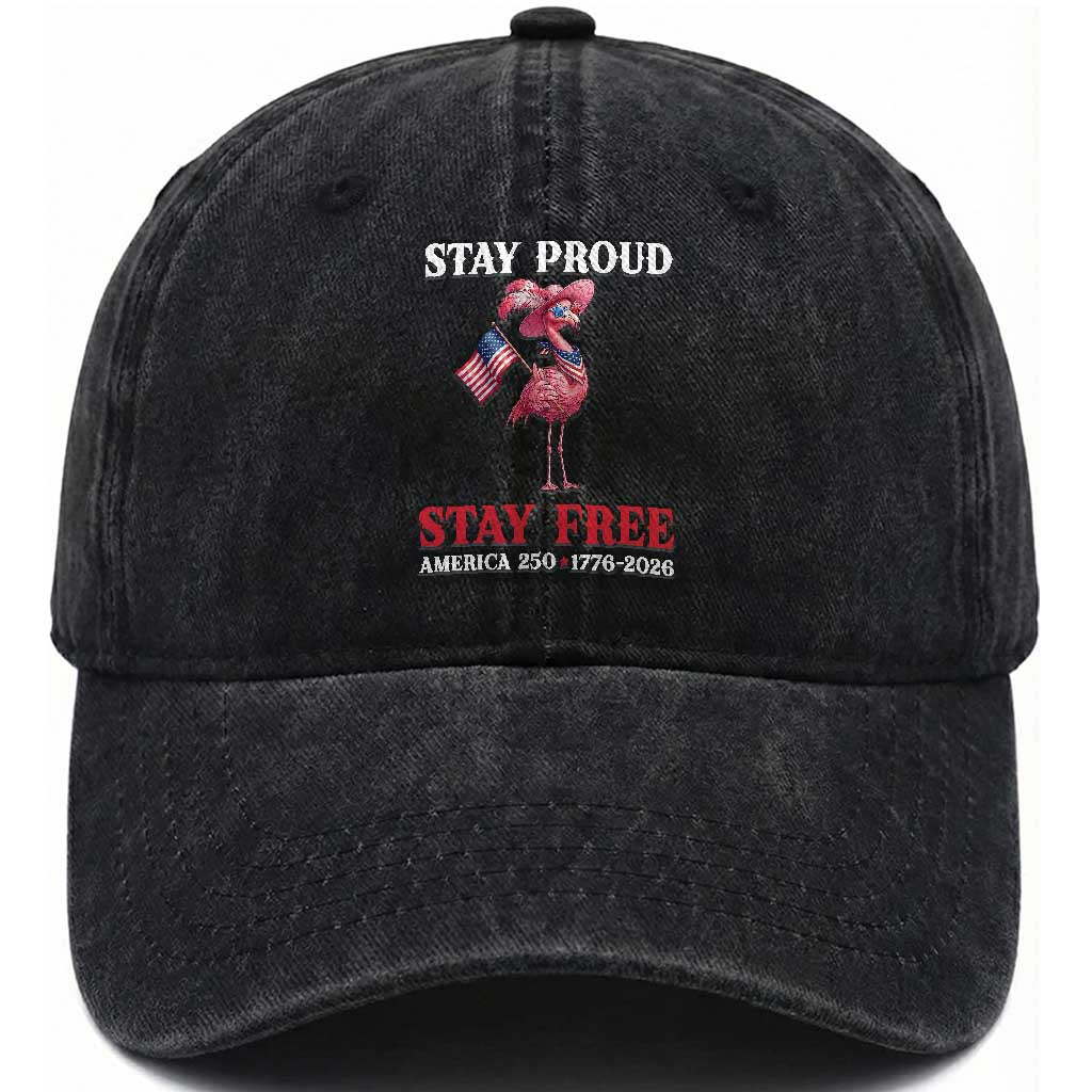 250 Years Anniversary Washed Cotton Baseball Cap Flamingo 4Th Of July Patriotic USA Independence Flamerica