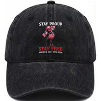 250 Years Anniversary Washed Cotton Baseball Cap Flamingo 4Th Of July Patriotic USA Independence Flamerica