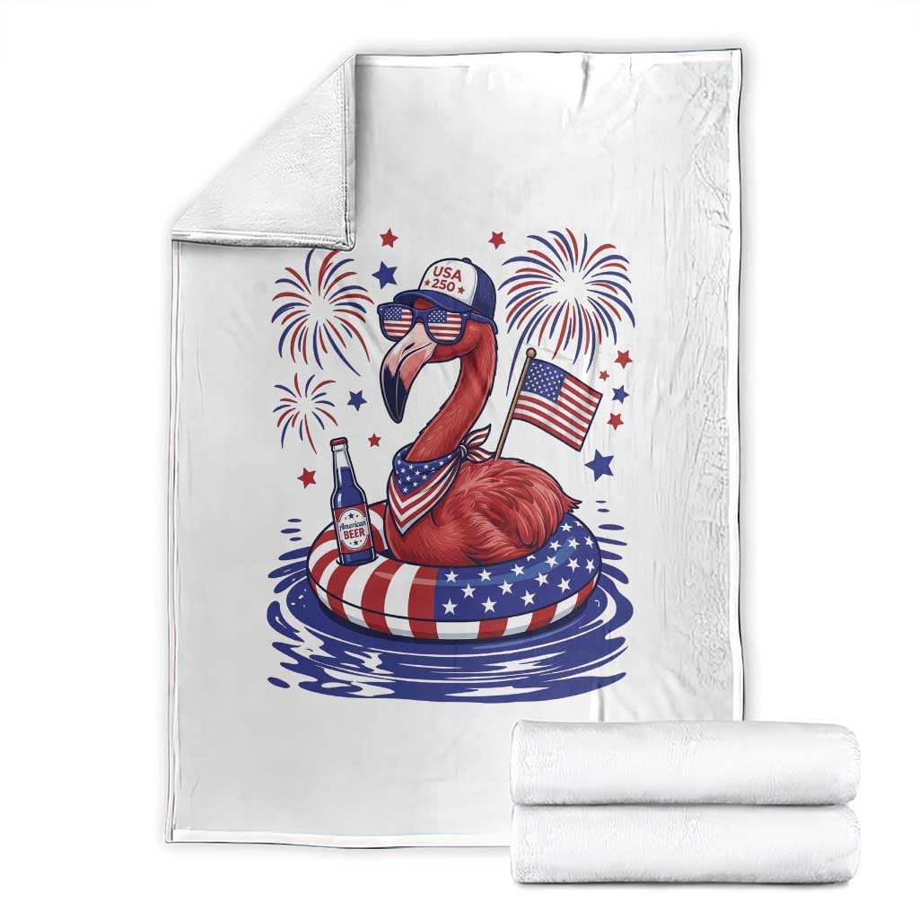 Flamingo 4Th Of July Patriotic USA American Flag Throw Blanket