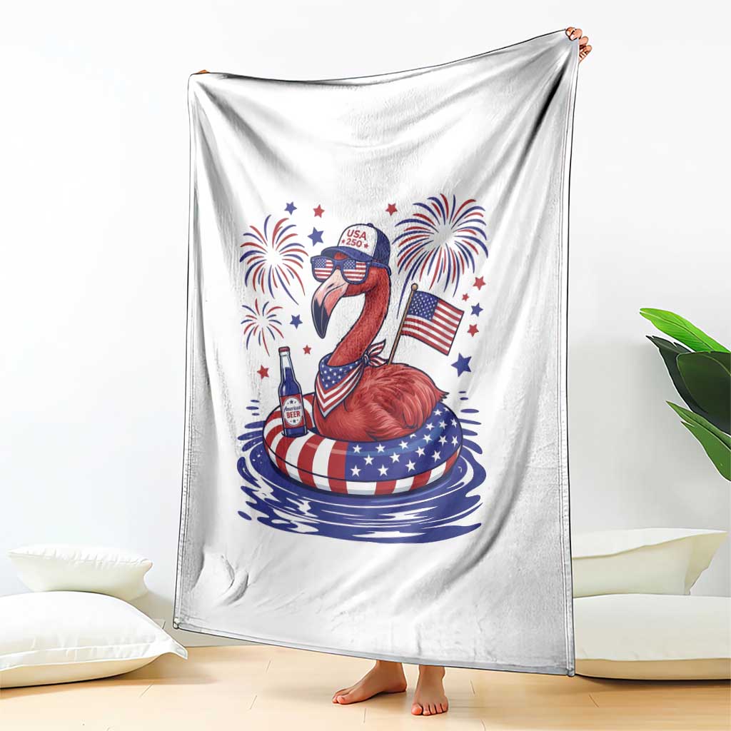 Flamingo 4Th Of July Patriotic USA American Flag Throw Blanket