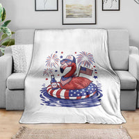 Flamingo 4Th Of July Patriotic USA American Flag Throw Blanket