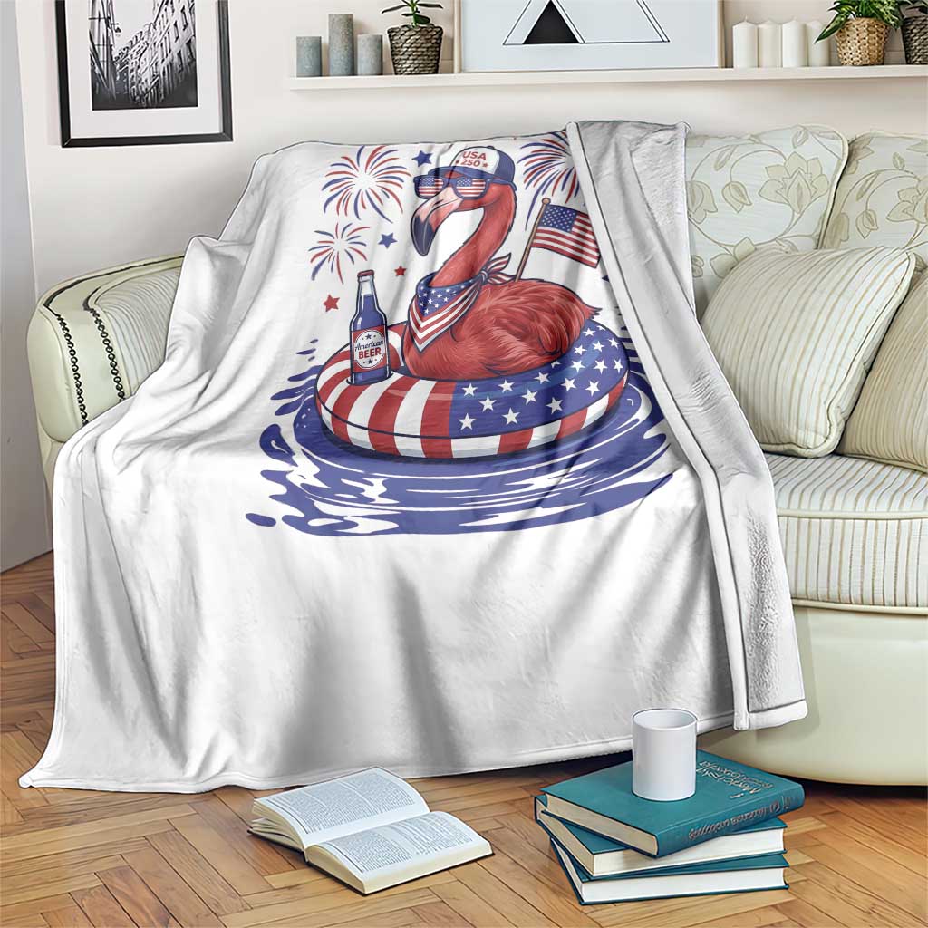 Flamingo 4Th Of July Patriotic USA American Flag Throw Blanket