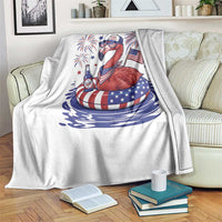 Flamingo 4Th Of July Patriotic USA American Flag Throw Blanket