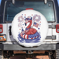 Flamingo 4Th Of July Patriotic USA American Flag Spare Tire Cover