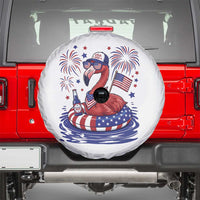 Flamingo 4Th Of July Patriotic USA American Flag Spare Tire Cover