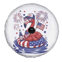 Flamingo 4Th Of July Patriotic USA American Flag Spare Tire Cover