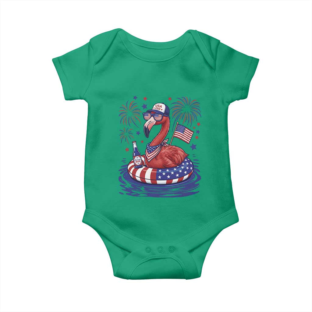 Flamingo 4Th Of July Patriotic USA American Flag Baby Onesie