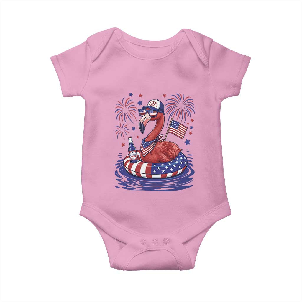 Flamingo 4Th Of July Patriotic USA American Flag Baby Onesie