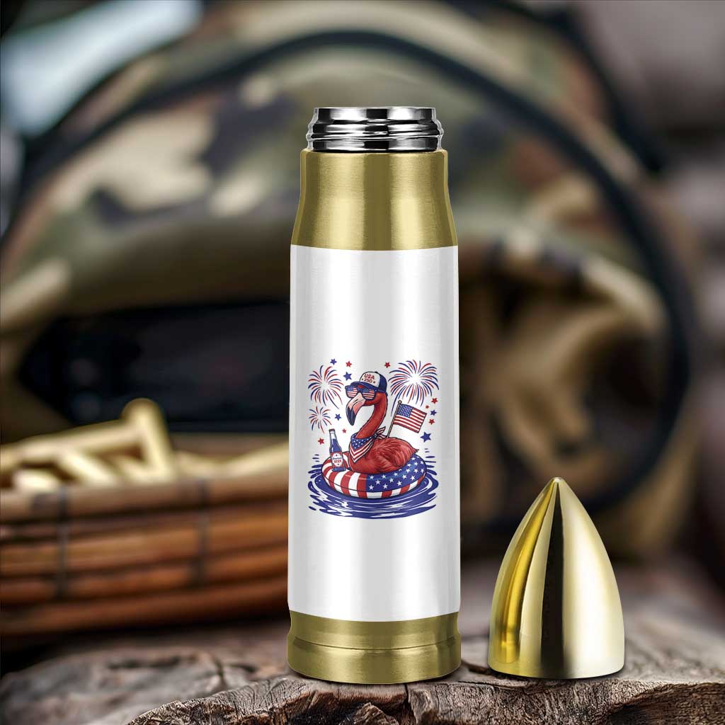 Flamingo 4Th Of July Patriotic USA American Flag Bullet Tumbler