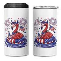 Flamingo 4Th Of July Patriotic USA American Flag 4 in 1 Can Cooler Tumbler