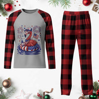 Flamingo 4Th Of July Patriotic USA American Flag Plaid Pajama Set