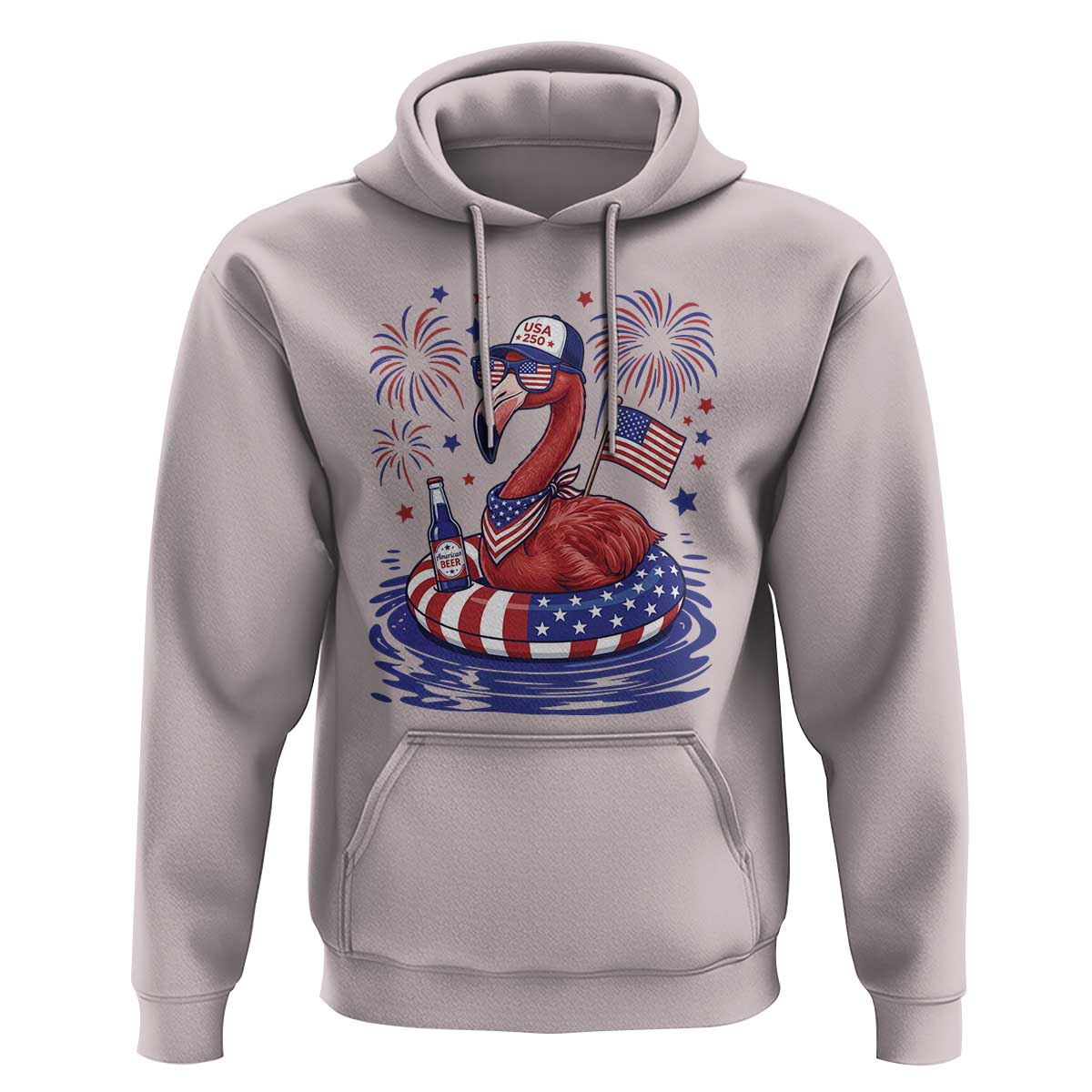 Flamingo 4Th Of July Patriotic USA American Flag Hoodie