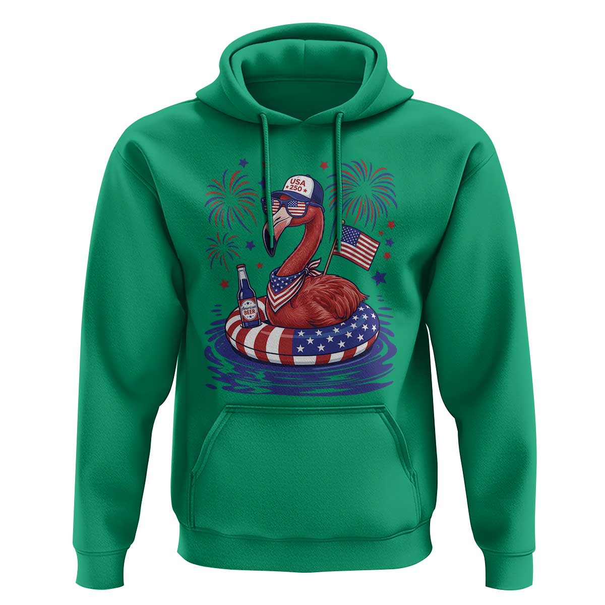 Flamingo 4Th Of July Patriotic USA American Flag Hoodie