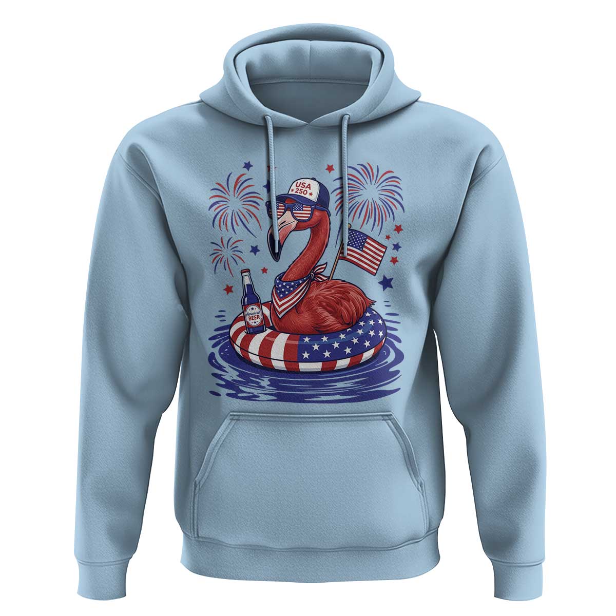Flamingo 4Th Of July Patriotic USA American Flag Hoodie