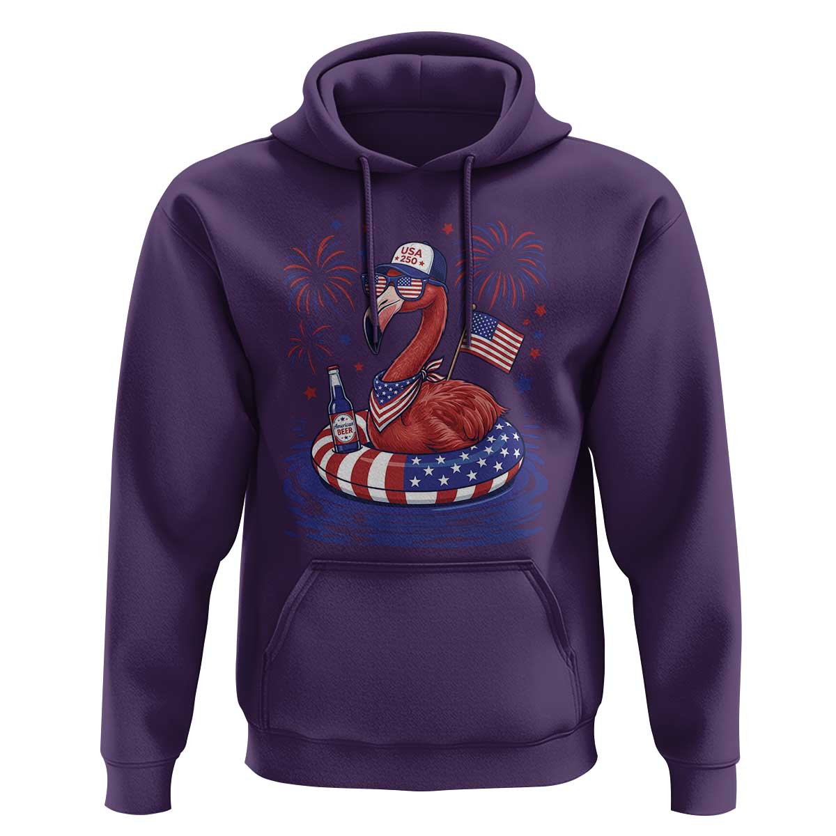 Flamingo 4Th Of July Patriotic USA American Flag Hoodie