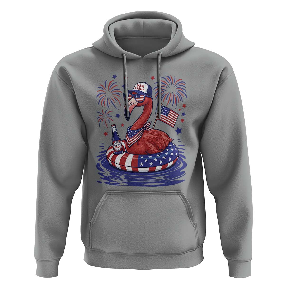 Flamingo 4Th Of July Patriotic USA American Flag Hoodie