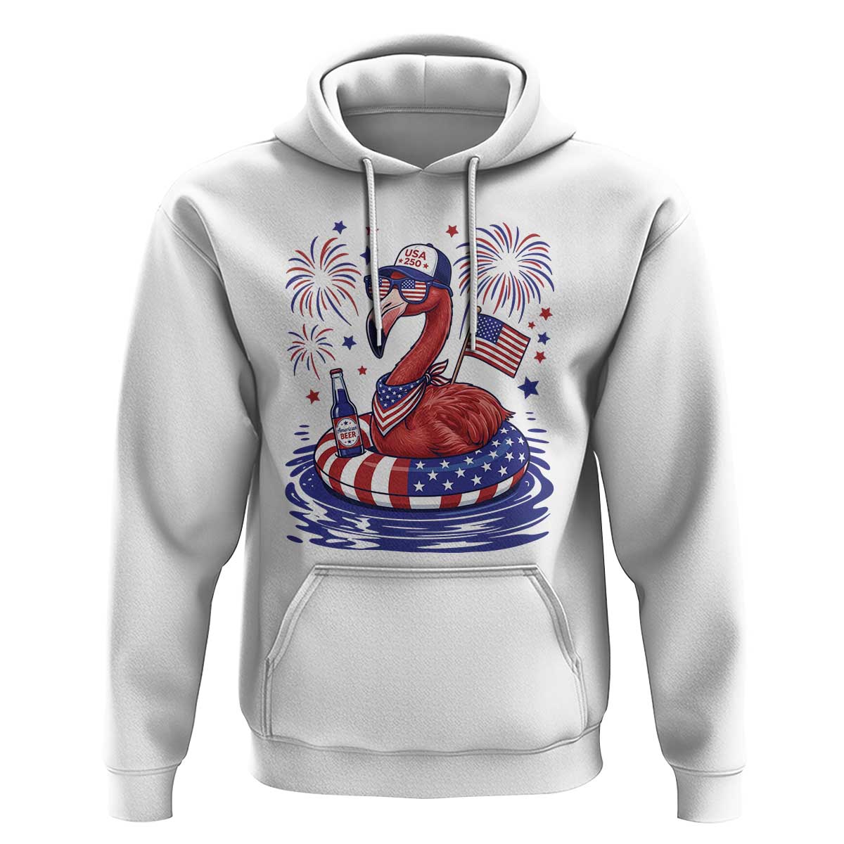 Flamingo 4Th Of July Patriotic USA American Flag Hoodie