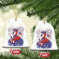 Flamingo 4Th Of July Patriotic USA American Flag Ceramic Ornament