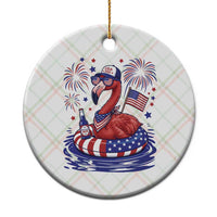 Flamingo 4Th Of July Patriotic USA American Flag Ceramic Ornament