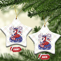 Flamingo 4Th Of July Patriotic USA American Flag Ceramic Ornament
