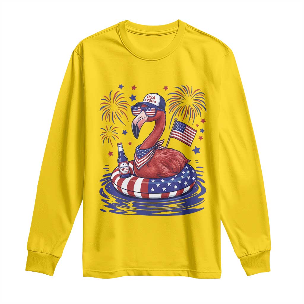 Flamingo 4Th Of July Patriotic USA American Flag Long Sleeve Shirt
