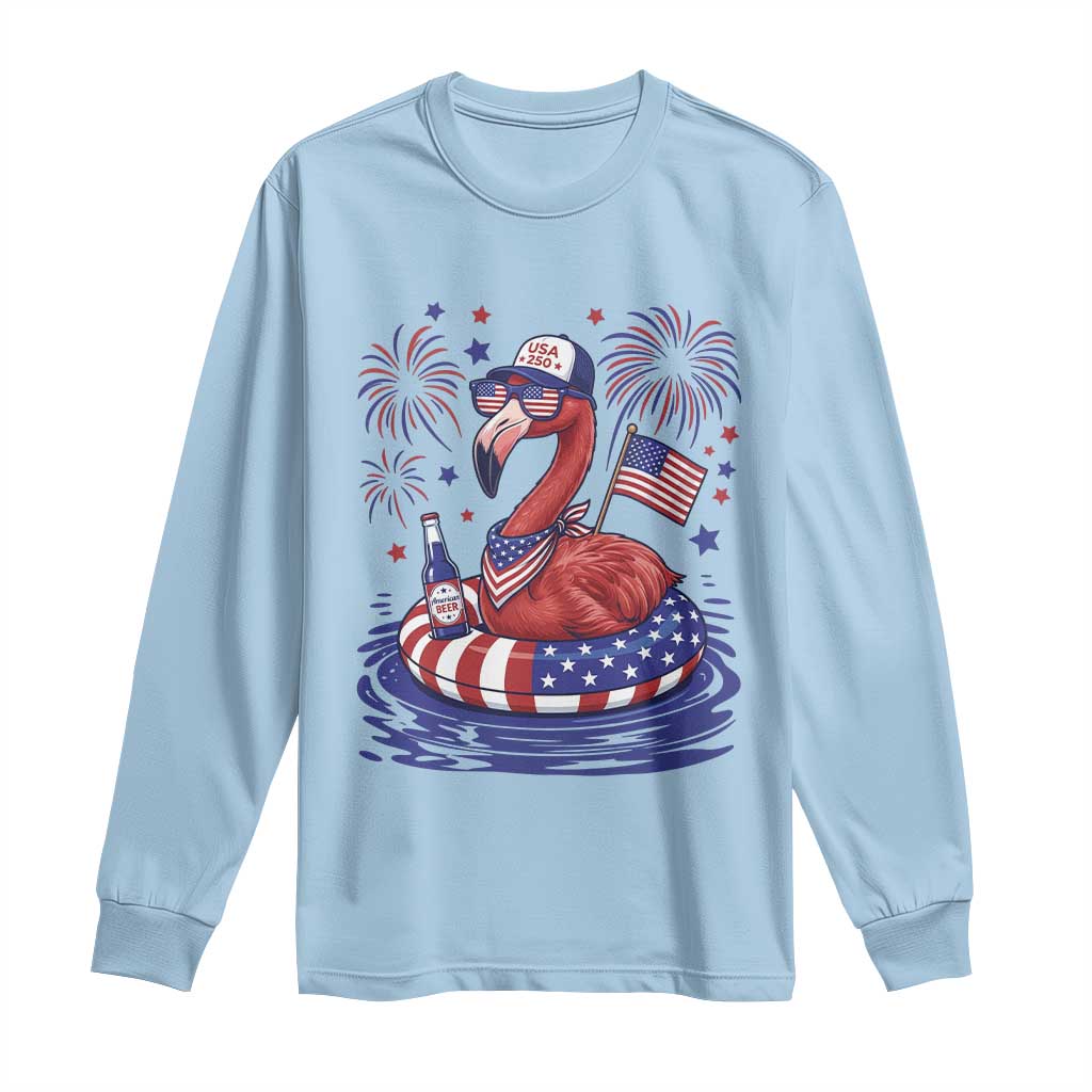 Flamingo 4Th Of July Patriotic USA American Flag Long Sleeve Shirt