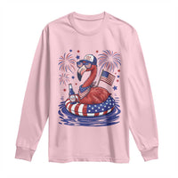 Flamingo 4Th Of July Patriotic USA American Flag Long Sleeve Shirt