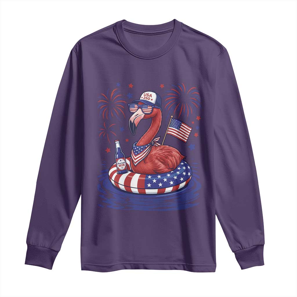Flamingo 4Th Of July Patriotic USA American Flag Long Sleeve Shirt