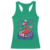 Flamingo 4Th Of July Patriotic USA American Flag Racerback Tank Top