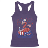 Flamingo 4Th Of July Patriotic USA American Flag Racerback Tank Top